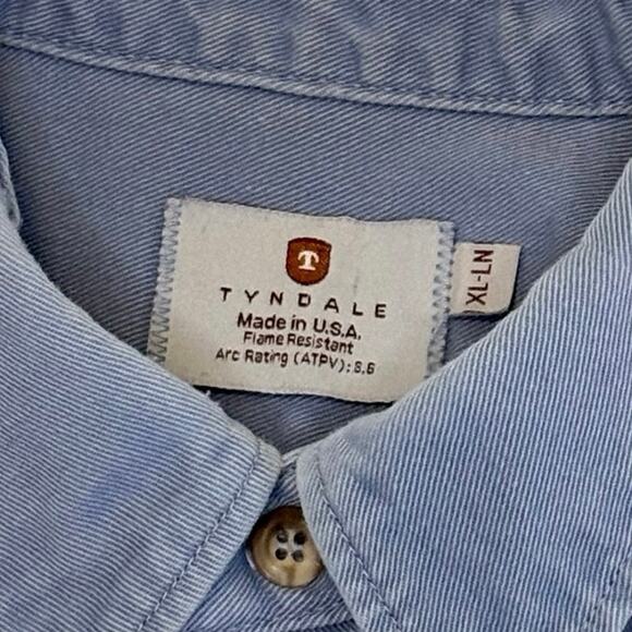Tyndale FR Shirt Men's XL | Blue | Long Sleeve Button Down Workwear | EUC - Picture 7 of 12